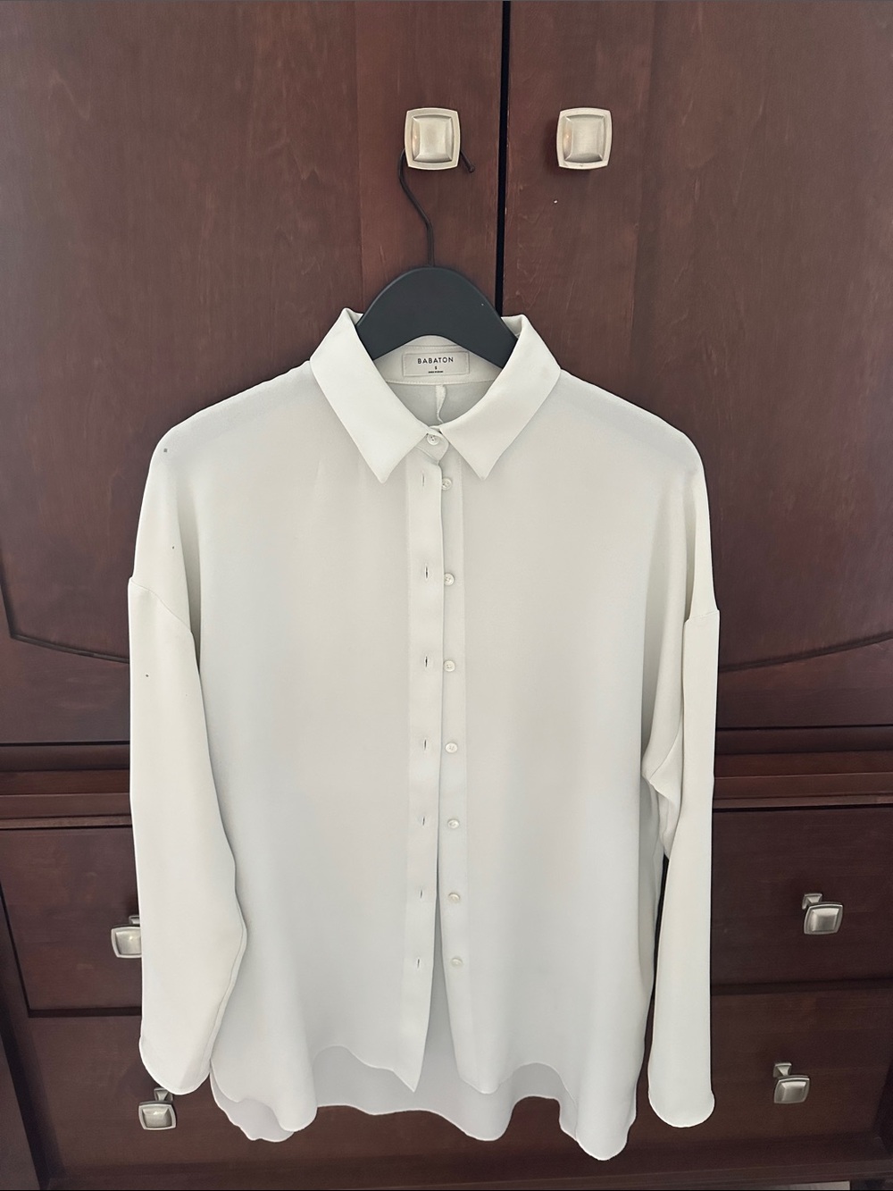 Babaton Cream-White Casual Button-Down Shirt